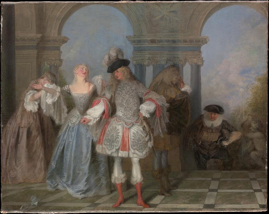 Watteau Painting - The French Comedians by Antoine Watteau