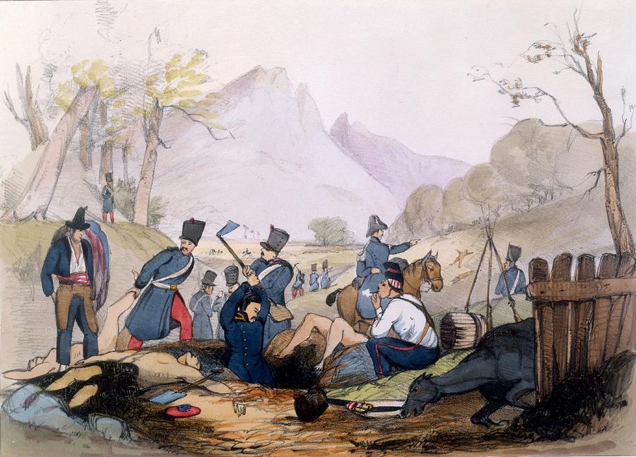French Foreign Legion Drawing - The French Foreign Legion Burying by English School