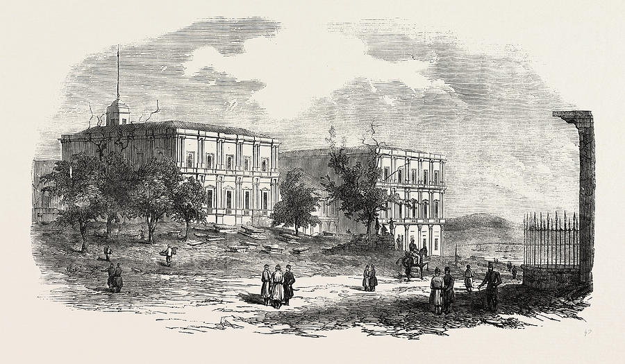 The French Military Barracks Outside Pera 1854 Drawing by English School