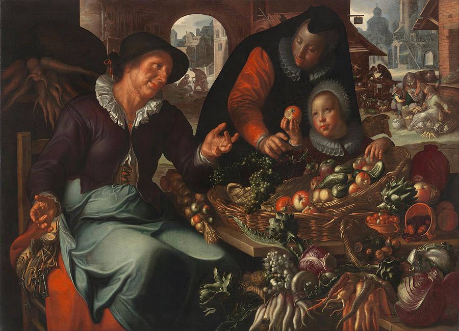 The fruit and vegetable seller Painting by Joachim Wtewael