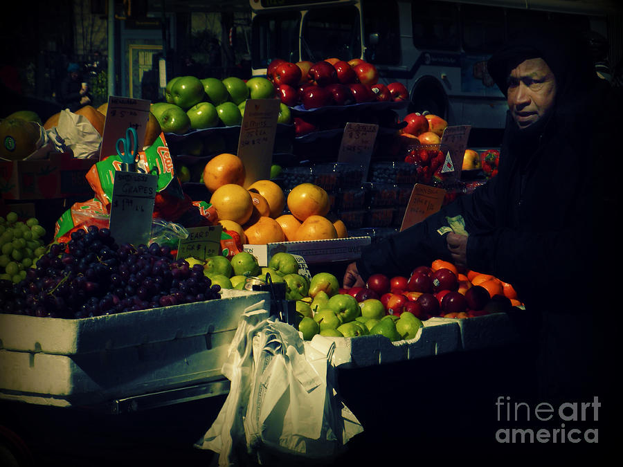 Jan Vermeer Photograph - The Fruit Seller - New York City Street Scene by Miriam Danar