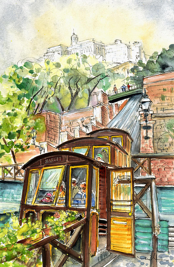 The Funicular From Budapest Painting by Miki De Goodaboom