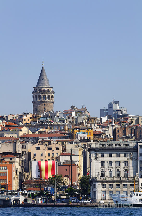 The Galata Tower and Istanbul city skyline in Turkey   Photograph by Robert Preston