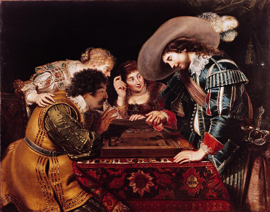 Hat Photograph - The Game Of Backgammon Oil On Canvas by Cornelis de Vos