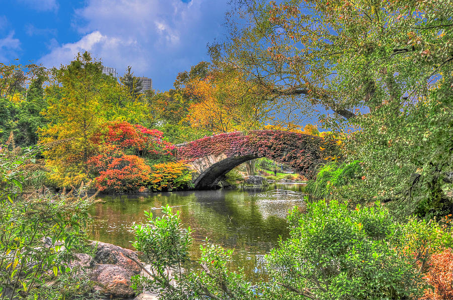 Central Park Photograph - The Gapstow Bridge at the Pond in Central Park Manhattan by Randy Aveille