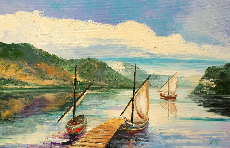 The Garda Lake Painting by Luke Karcz