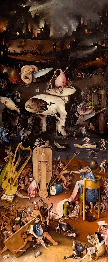 The Garden of Earthly Delights - right wing Painting by Hieronymus Bosch