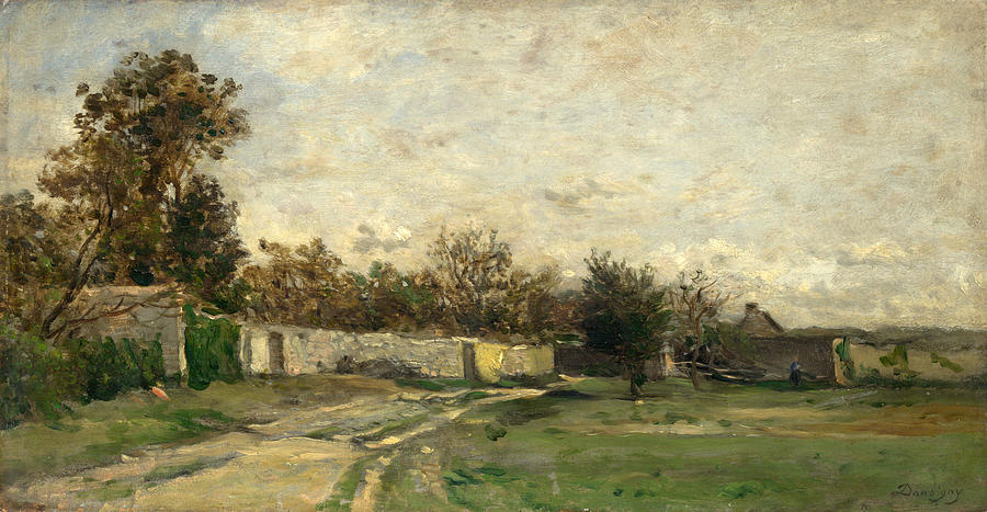 The Garden Wall Painting by Charles-Francois Daubigny