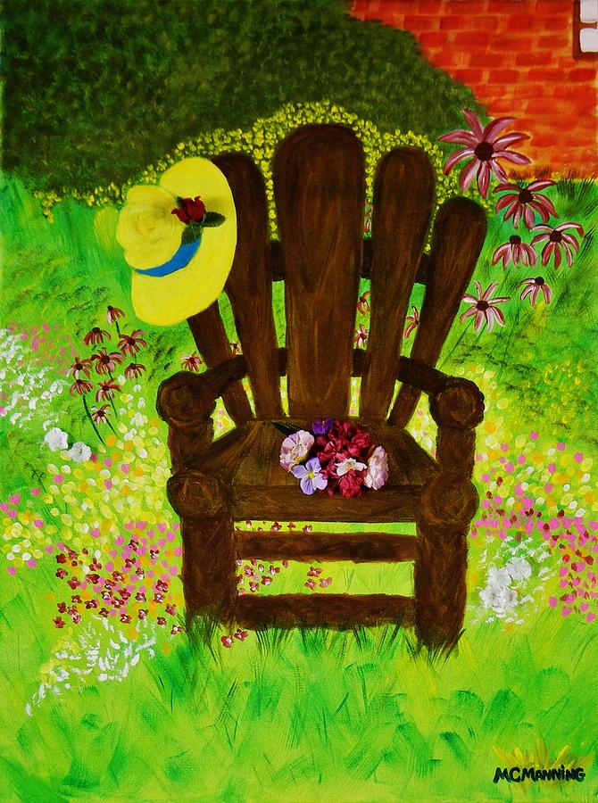 Garden Flowers Painting - The Gardeners Chair by Celeste Manning