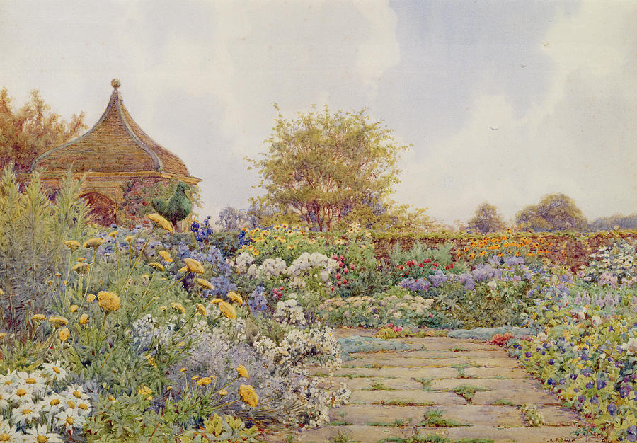 Landscape Drawing - The Gardens At Chequers Court by Ernest Arthur Rowe