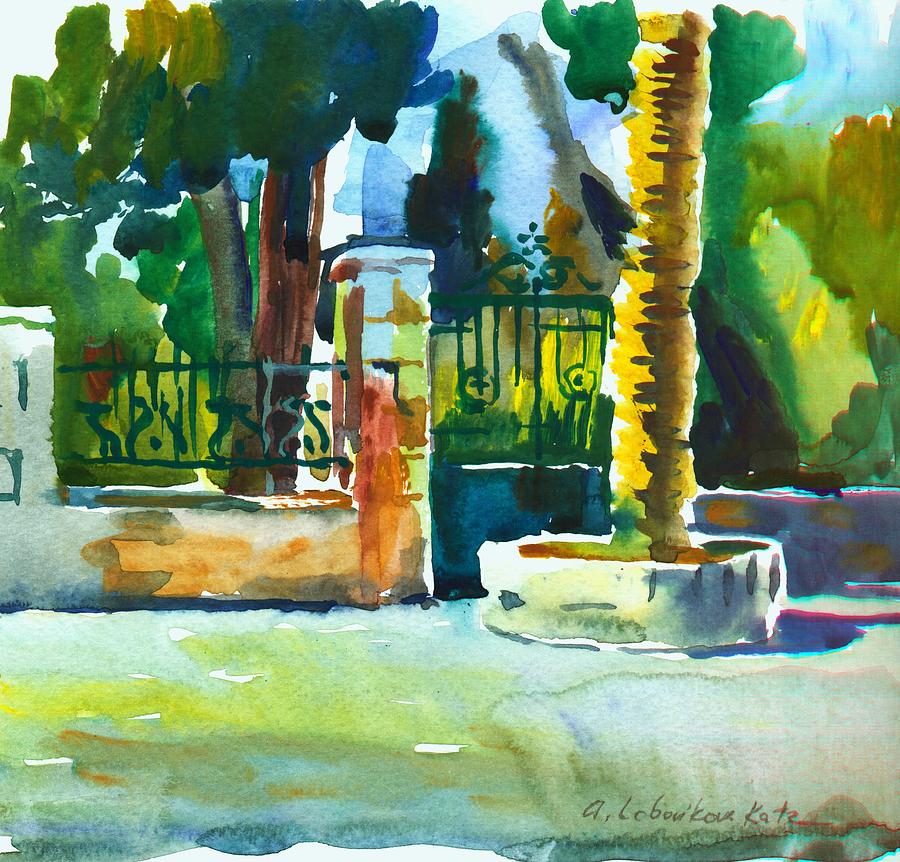 The Gate at Stella Maris Painting by Anna Lobovikov-Katz