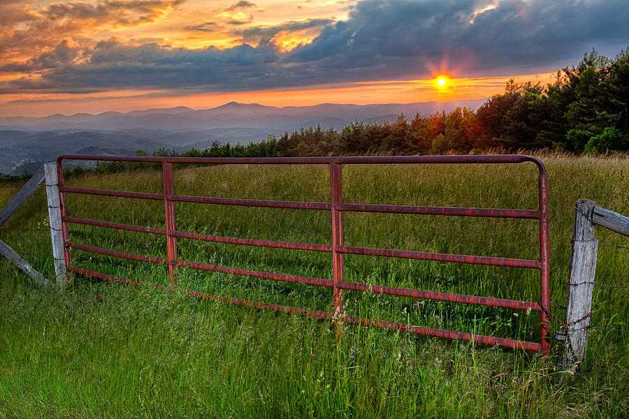 The Gate at Sunset - Blue Ridge Parkway I Photograph by Dan Carmichael The Gate at Sunset - Blue Ridge Parkway I Photograph by Dan Carmichael