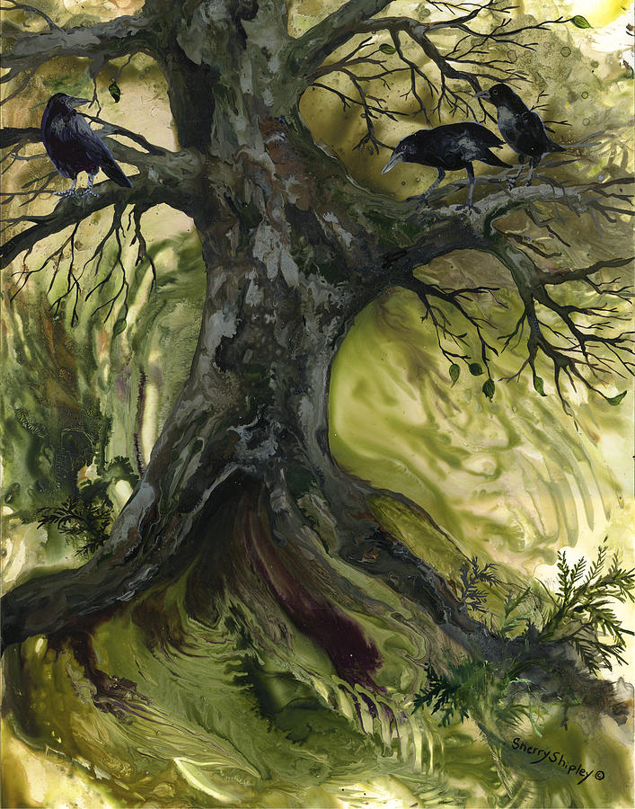 Tree Painting - The Gathering Tree by Sherry Shipley