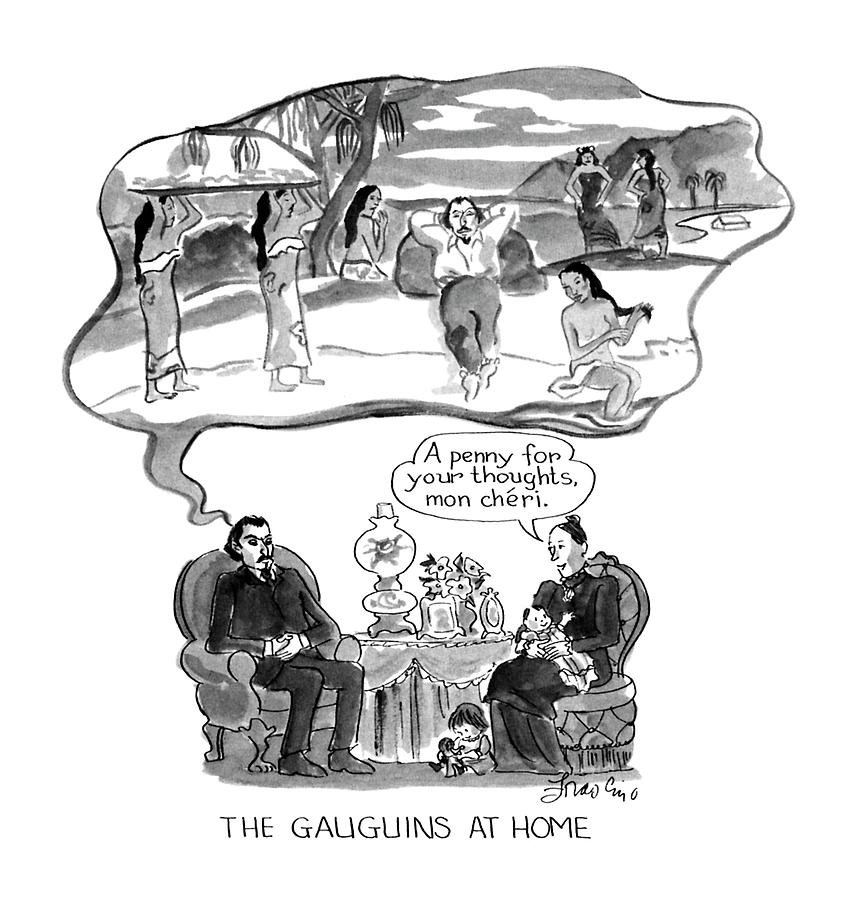 The Gauguins At Home Drawing by Edward Frascino