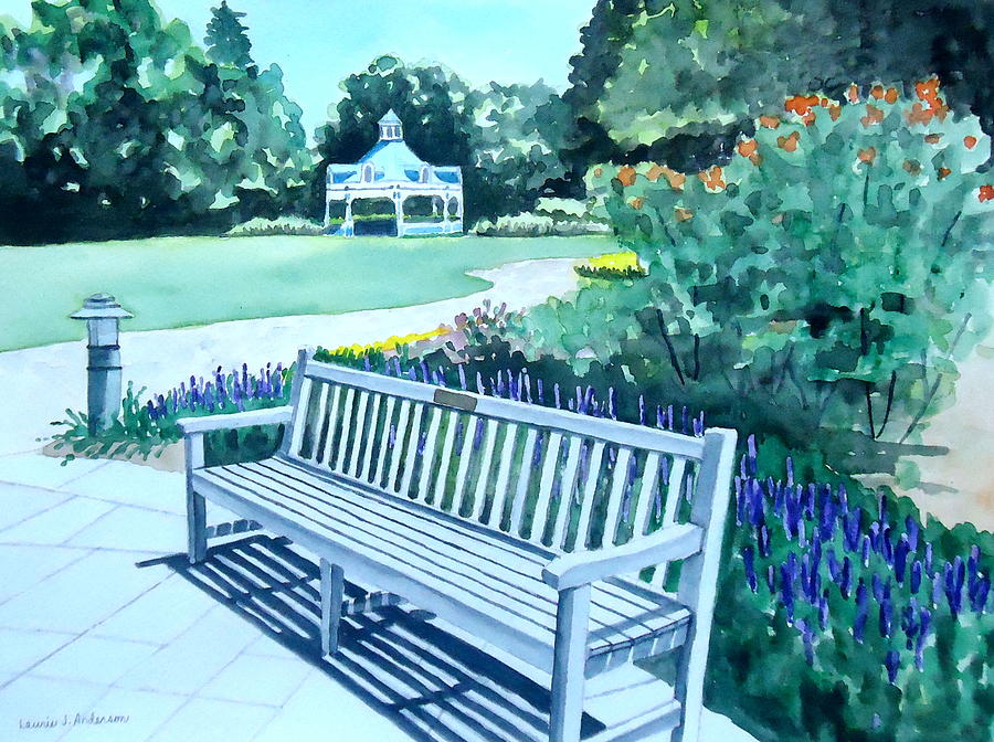 Flower Painting - The Gazebo - Mill Creek Park by Laurie Anderson