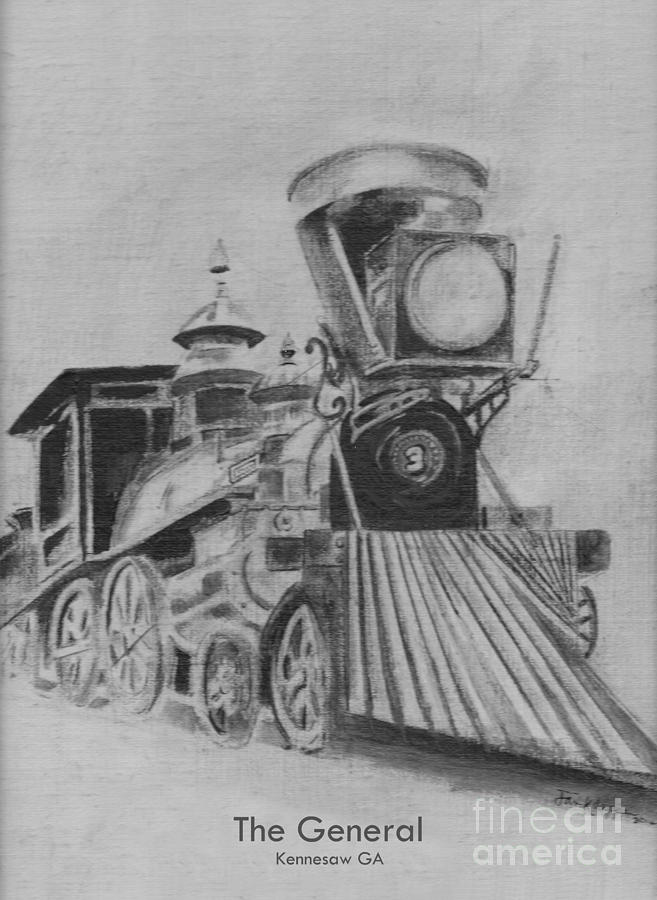 The General - Train - Big Shanty Kennesaw GA Drawing by Jan Dappen
