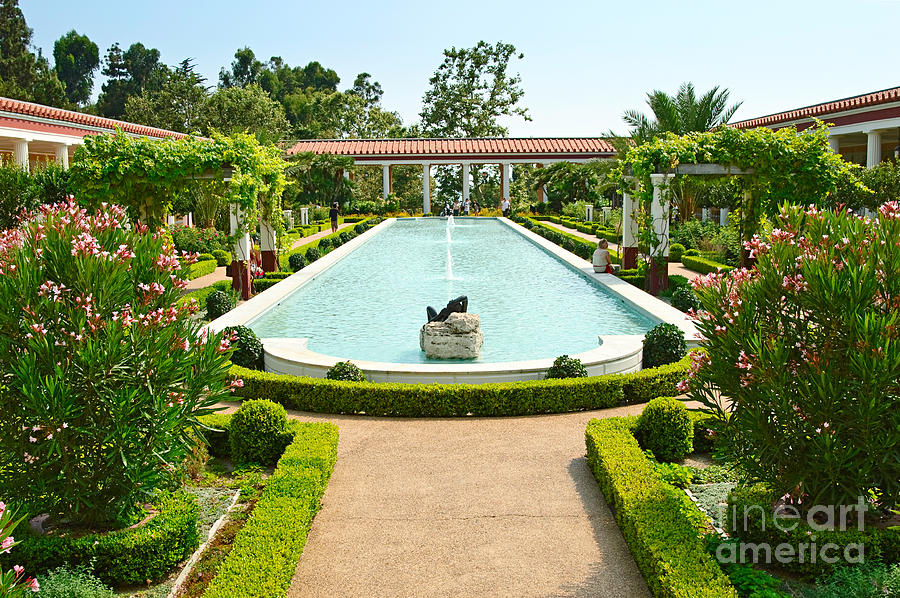 Architecture Photograph - The Getty Villa main courtyard. by Jamie Pham
