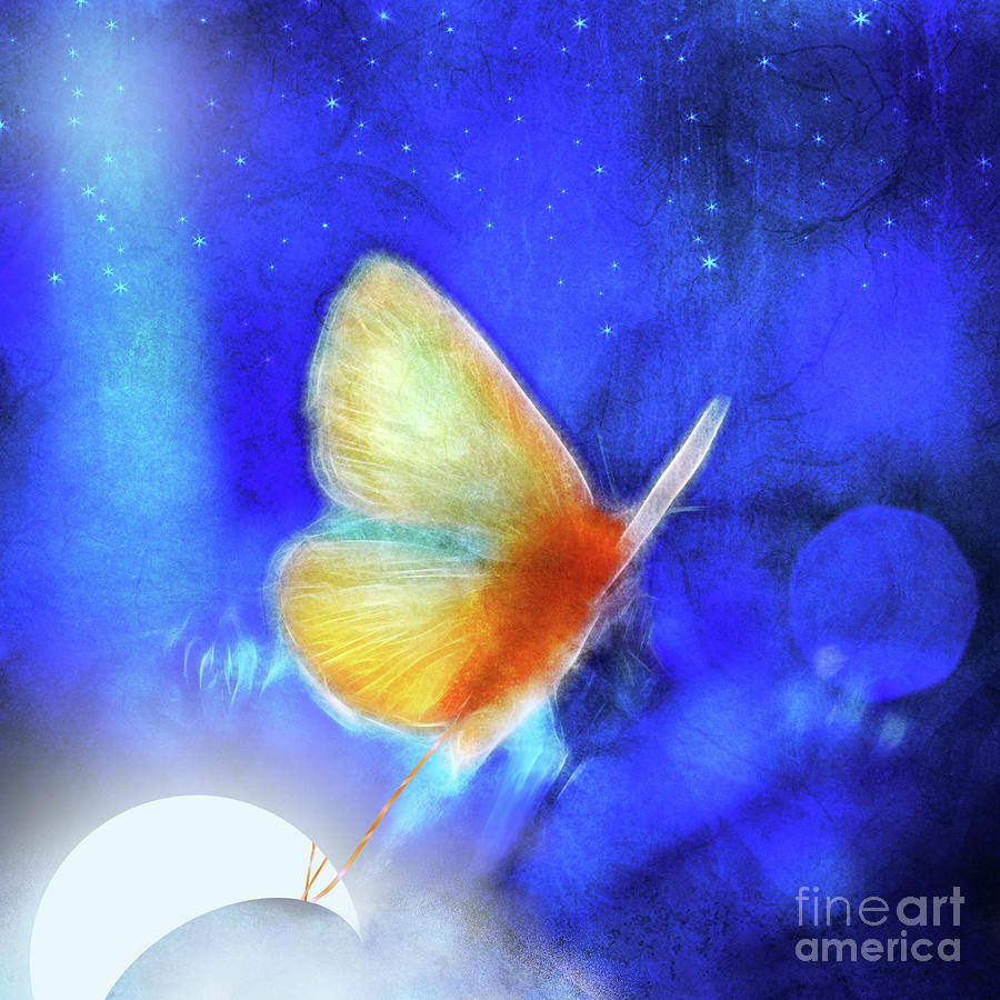 Fantasy Digital Art - The Giant Butterfly and The Moon by Aimelle Ml