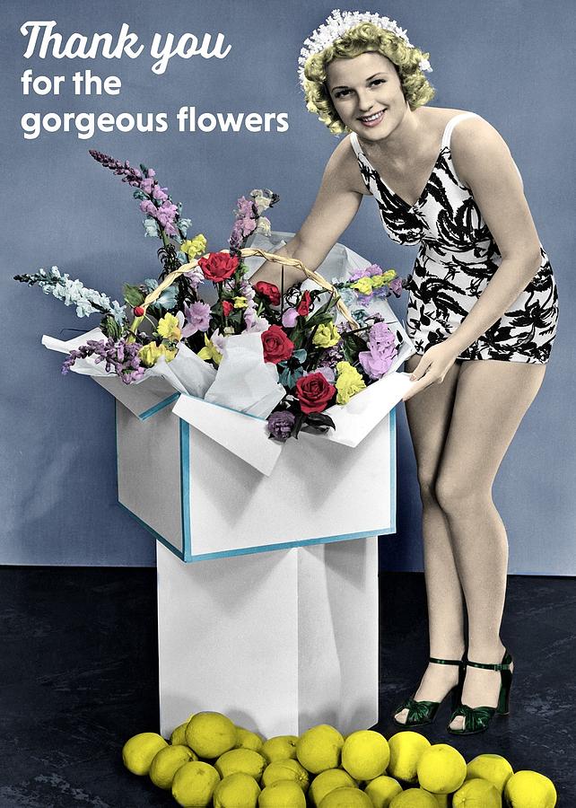 The Gift Of Flowers Greeting Card Photograph by Everett