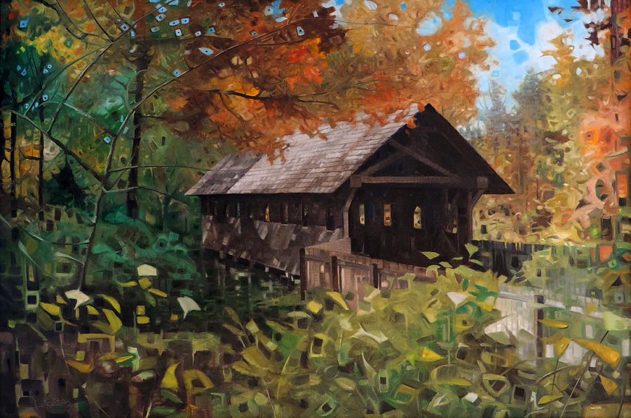The Gilliland Covered Bridge Painting by T S Carson