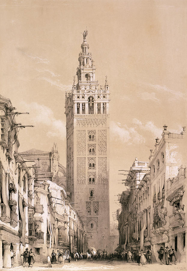 The Giralda, Seville Drawing by David Roberts