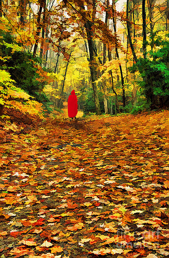 Fall Photograph - The Girl in Red by Darren Fisher