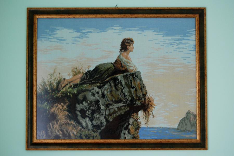Gobelin Tapestry - Textile - The Girl on the Rock by Kalina Nikolova