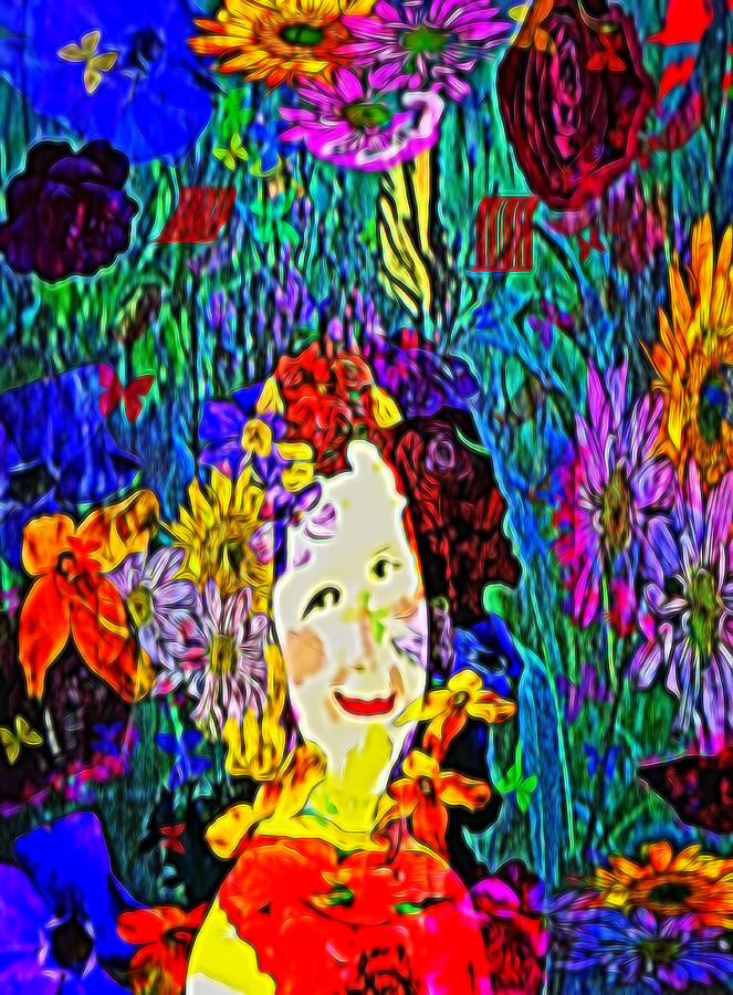 The Girl with Flowers Digital Art by Cathy Anderson