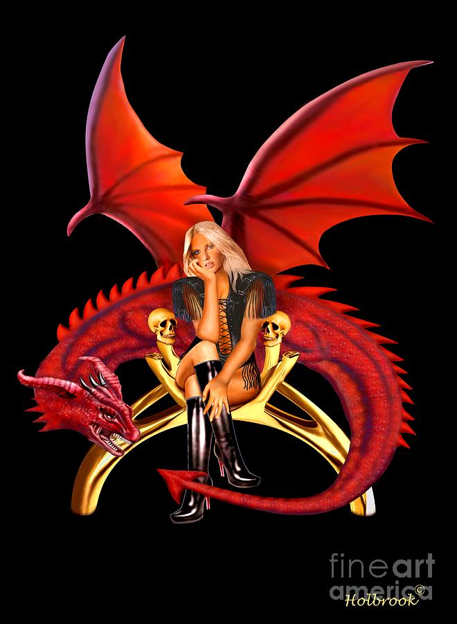The Girl With the Red Dragon Digital Art by Glenn Holbrook