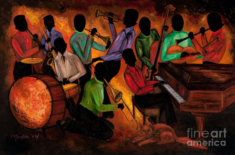 Jazz Painting - The GitDown HoeDown by Larry Martin
