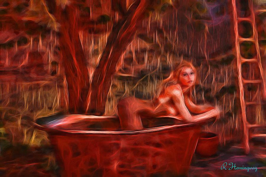 Nude Photograph - The glow of a bathtub by Richard Hemingway