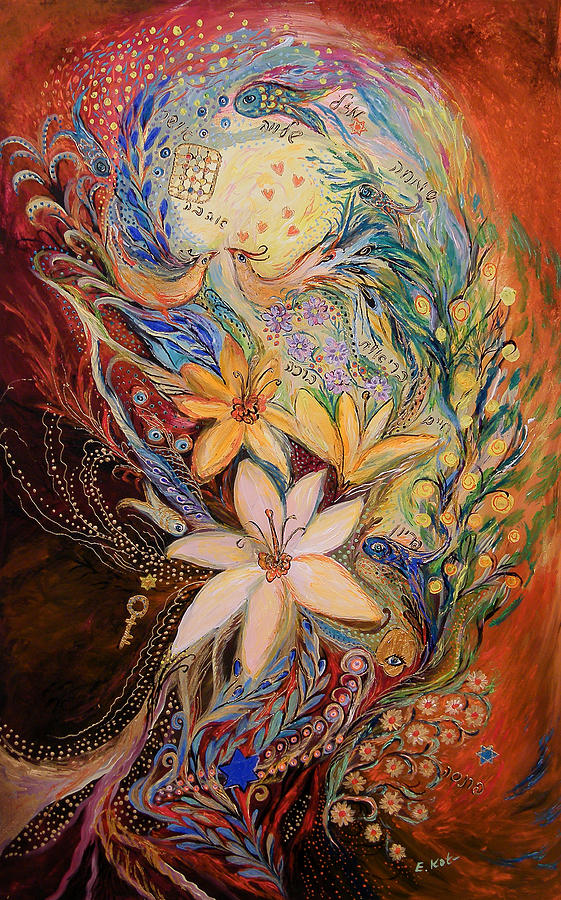 The Golan Heights Lilies Painting by Elena Kotliarker