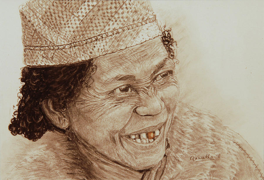 The Gold Tooth in Sepia Drawing by Quwatha Valentine