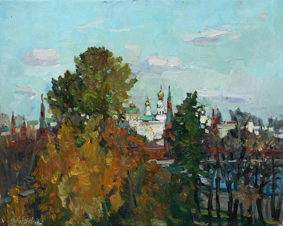 Kremlin Painting - The golden autumn in Moscow by Juliya Zhukova