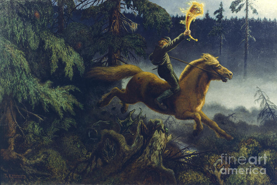 The golden horn Painting by Theodor Kittelsen