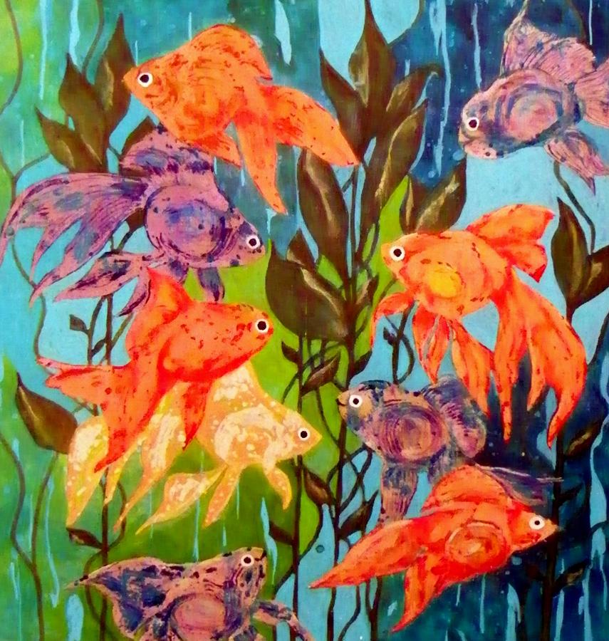 Fish Painting - The Goldfish Pond by David Raderstorf