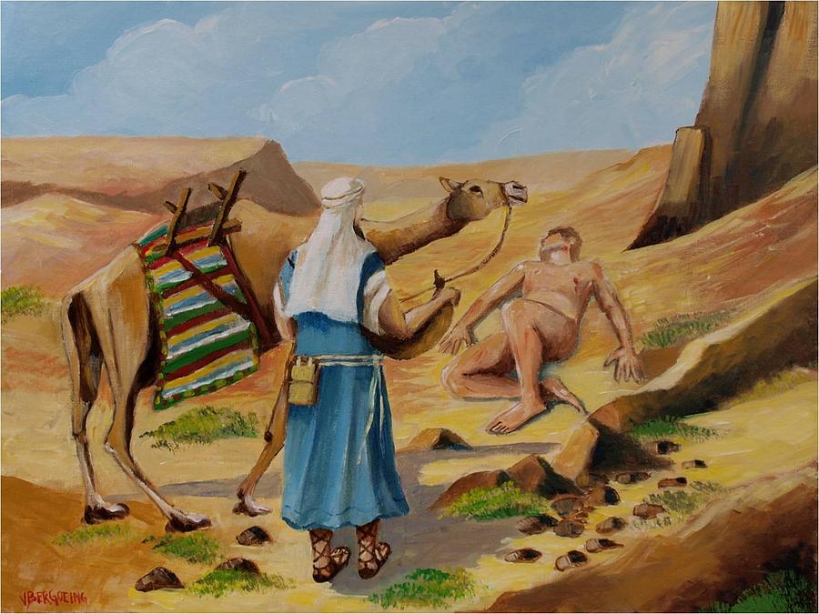 The good Samaritan Painting by Jean Pierre Bergoeing