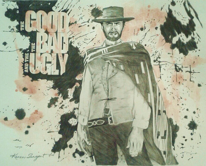 Clint Eastwood Drawing - The Good The Bad And The Ugly Poster by Karan Sargent
