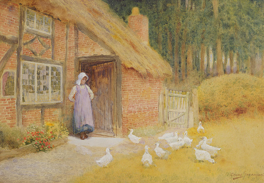 Arthur Claude Strachan Painting - The Goose Girl by Arthur Claude Strachan