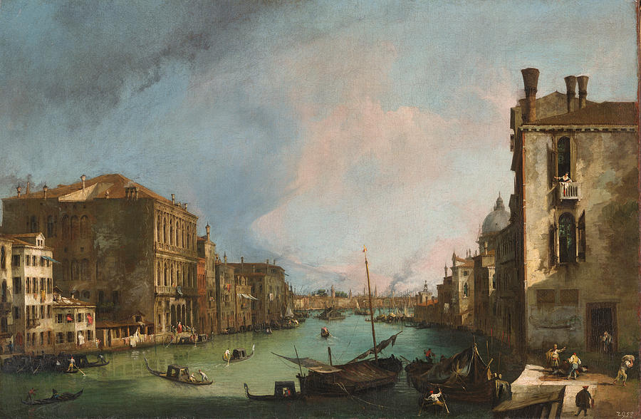 Canaletto Painting - The Grand Canal in Venice with the Palazzo Corner CaGrande by Canaletto