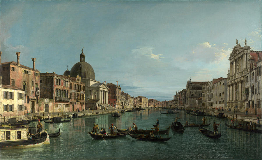The Grand Canal with San Simeone Piccolo Painting by Canaletto