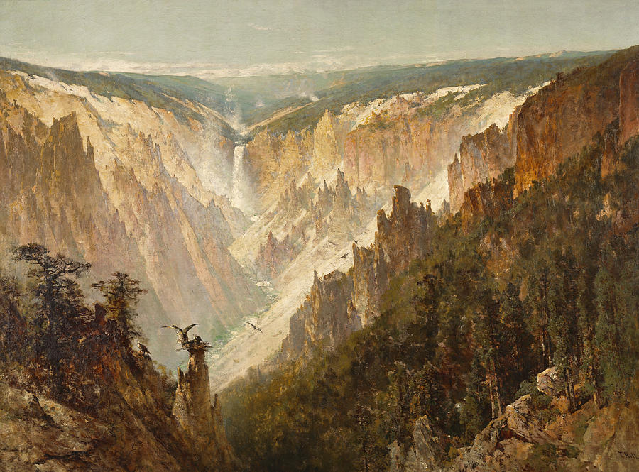 The Grand Canyon of the Yellowstone Painting by Thomas Hill