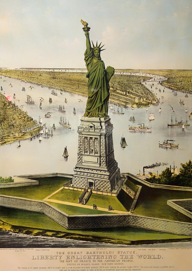 Architecture Drawing - The Great Bartholdi Statue by Mountain Dreams