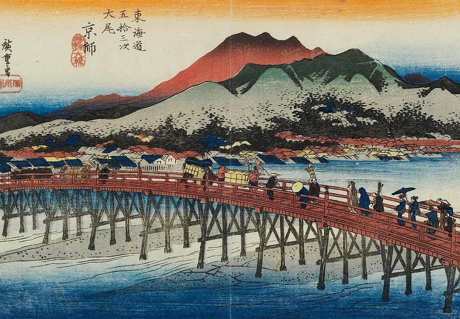 The Great Bridge at Sanjo Painting by Utagawa Hiroshige - Fine Art America