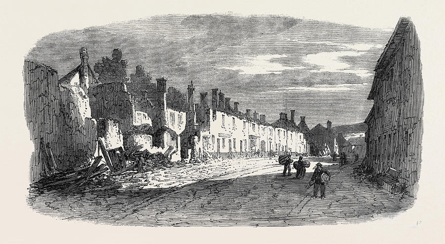 Vintage Drawing - The Great Fire At Ottery St by English School