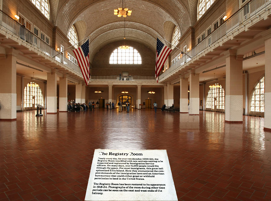 Ellis Island Photograph - The Great Hall by Frank Costello