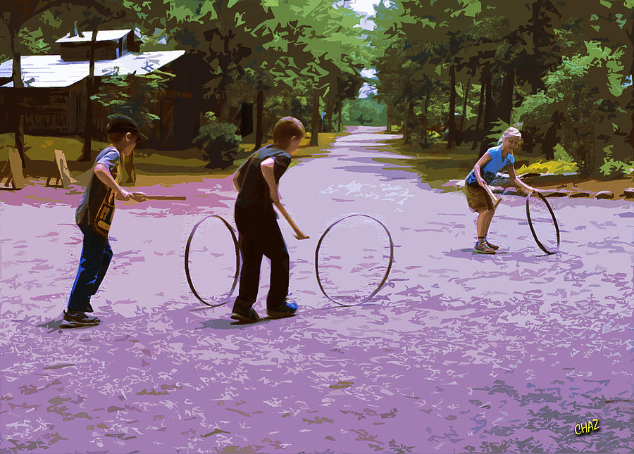 Kids Painting - The Great Hoop Race by CHAZ Daugherty