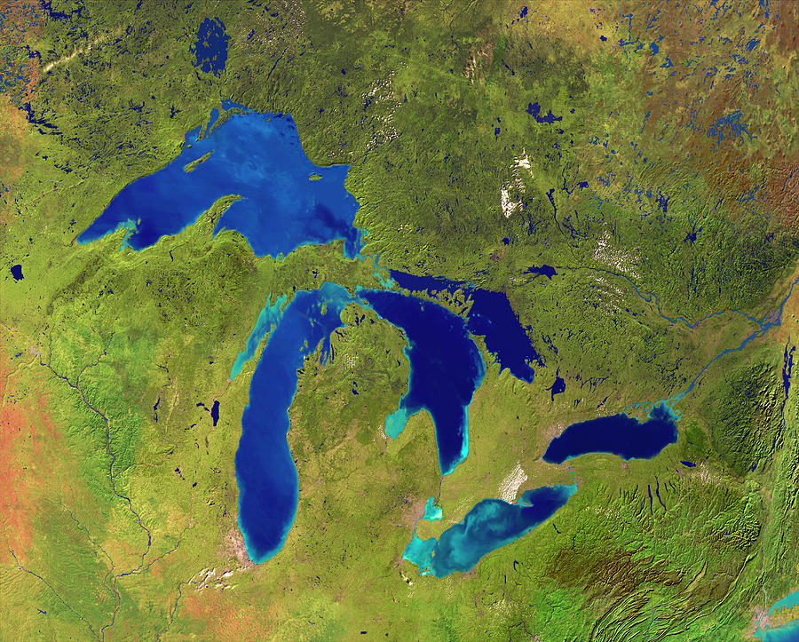 The Great Lakes Photograph by Planetary Visions Ltd/science Photo Library