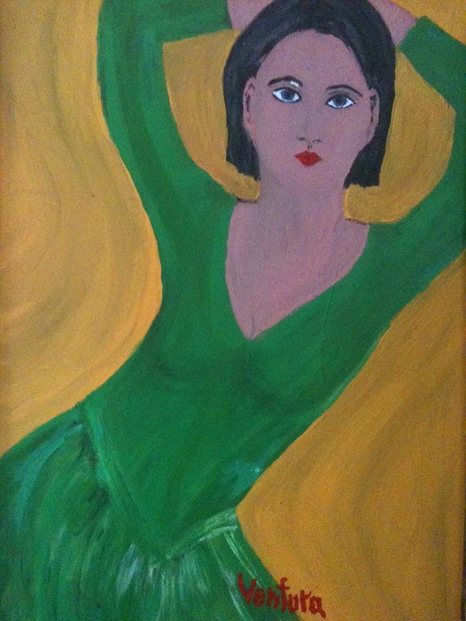 The Green Dress Painting by Clare Ventura