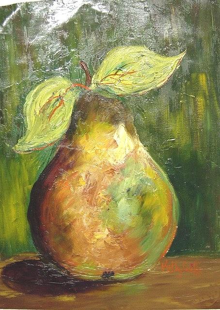 Misc Painting - The Green Pear by Kathy  Cuiffi